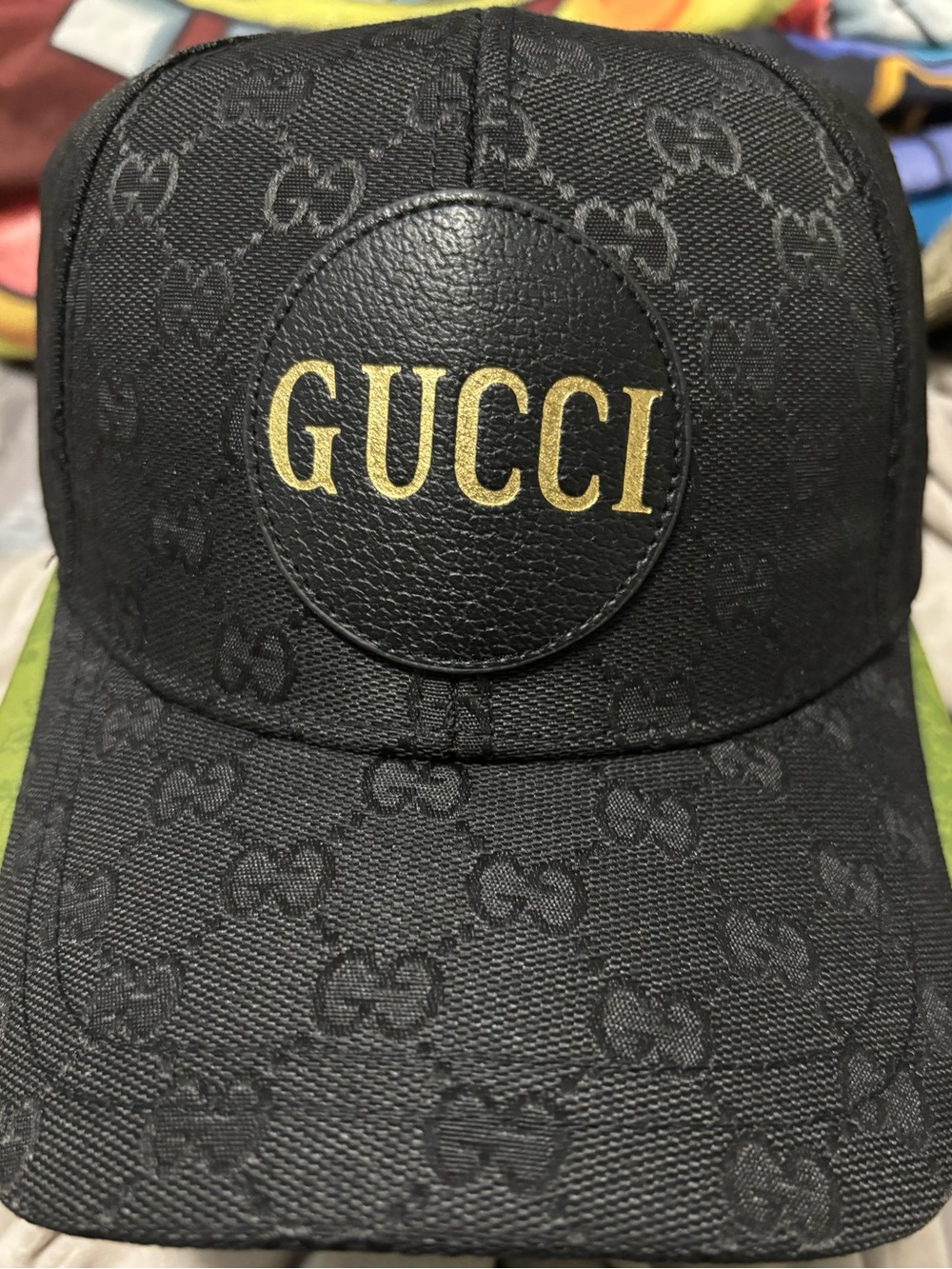 Gucci Black & Gold Monogram Hat